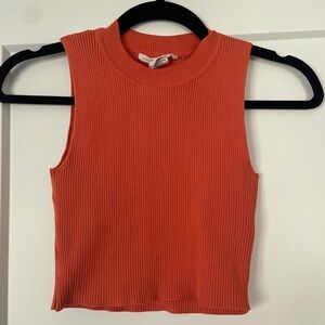 Orange Sleeveless Ribbed Top